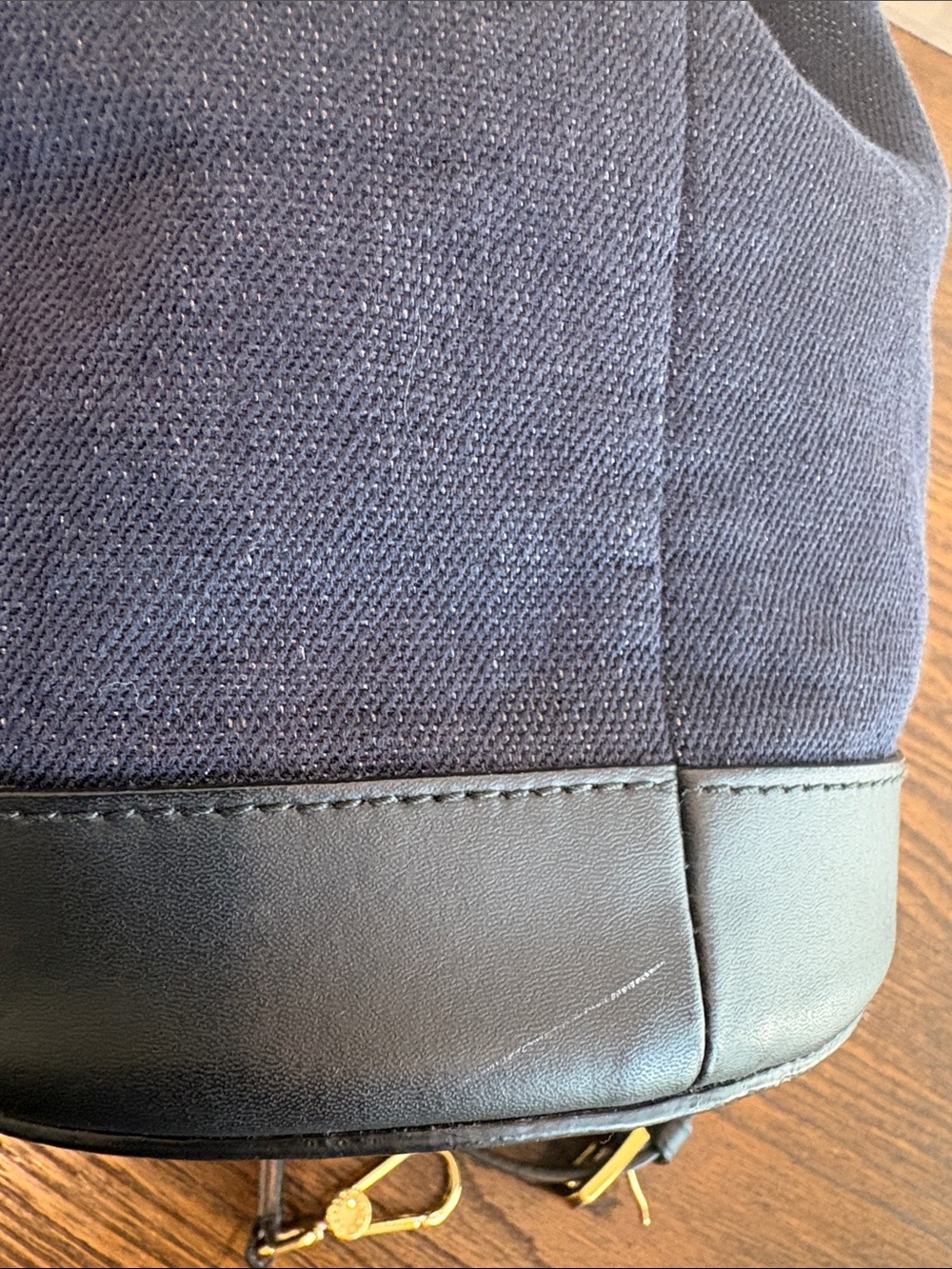 FURLA Corona S Denim and Leather Bucket Bag - Navy/Black EUC - Picture 7 of 11